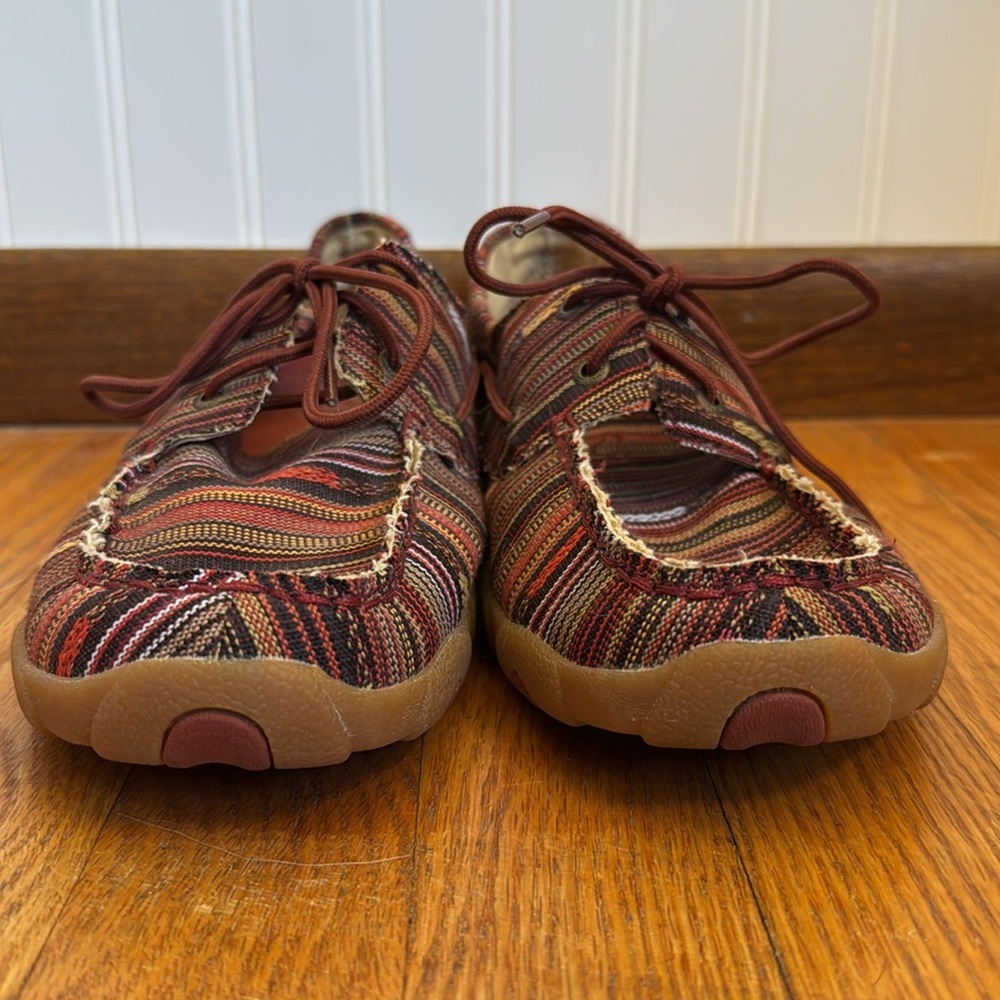 Twisted X Women’s Striped Red Multi Driving Moccasins Size 11 - Picture 5 of 8